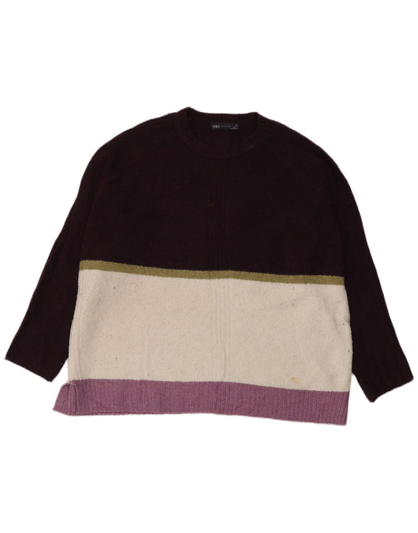 Maglione maglione girocollo da donna Marks & Spencer UK 18 XL Viola color block