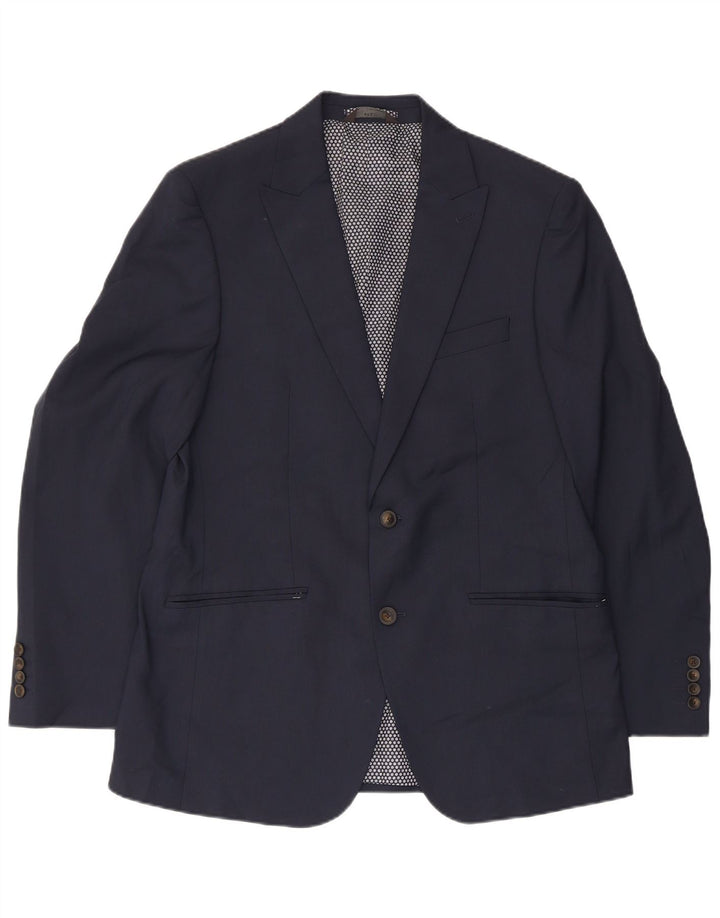 Giacca blazer a 2 bottoni da uomo Marks & Spencer UK 40 grande poliestere blu navy