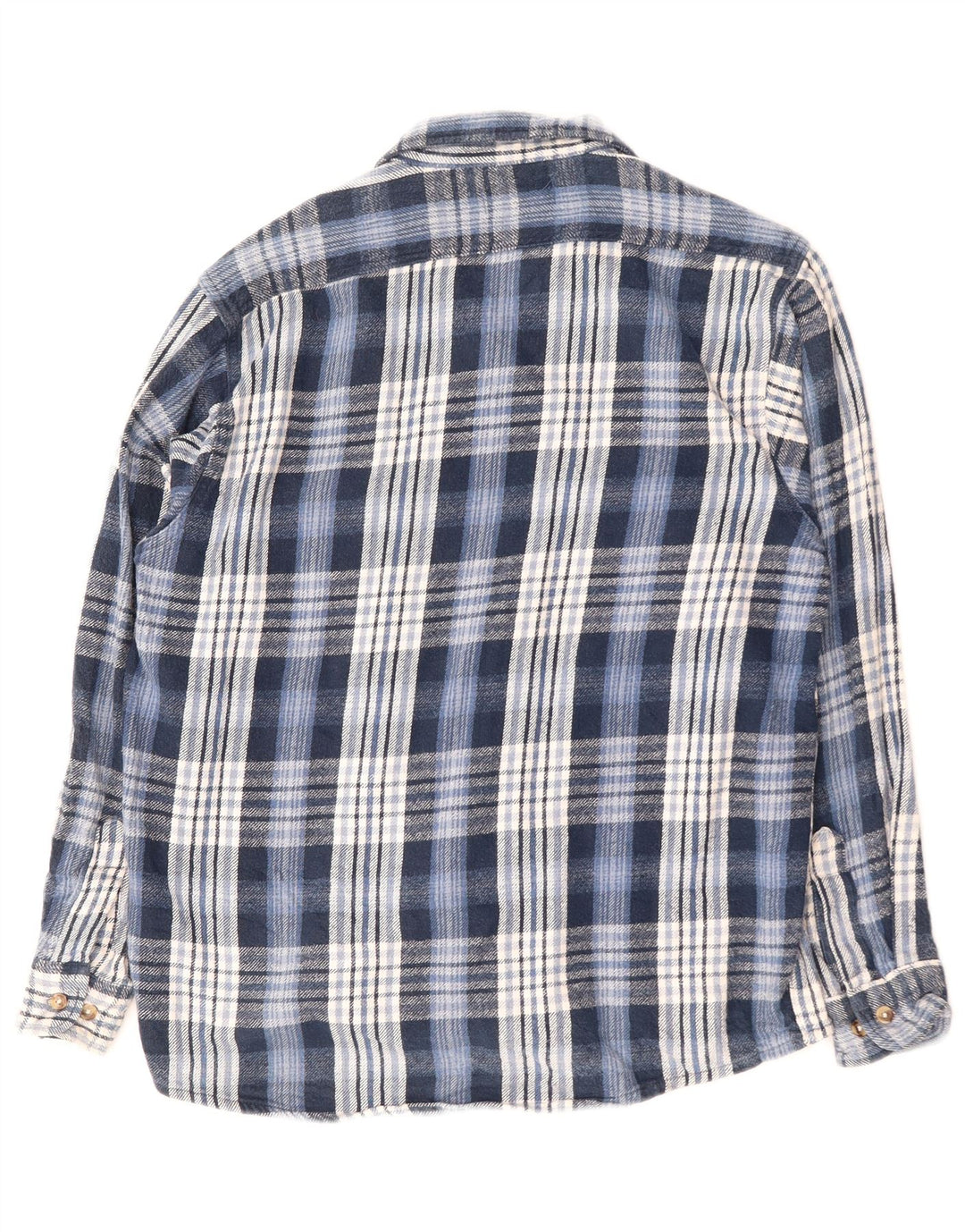 VINTAGE Camicia da uomo in flanella di cotone a quadri blu grande