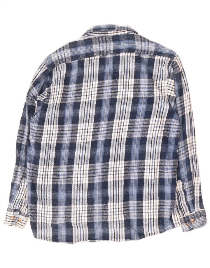 VINTAGE Camicia da uomo in flanella di cotone a quadri blu grande