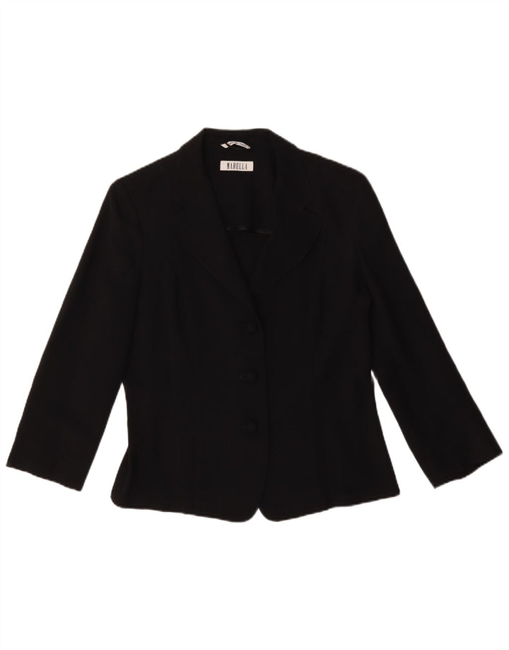 Giacca blazer da donna con maniche a 3/4 Marella UK 16 grande acetato nero