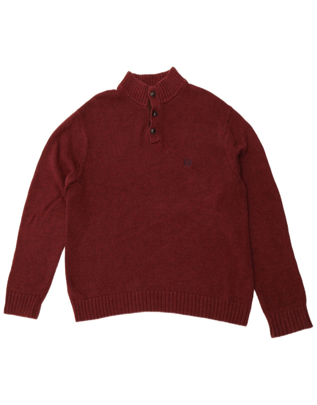 CHAPS Maglione da uomo con collo a bottoni XL in cotone marrone