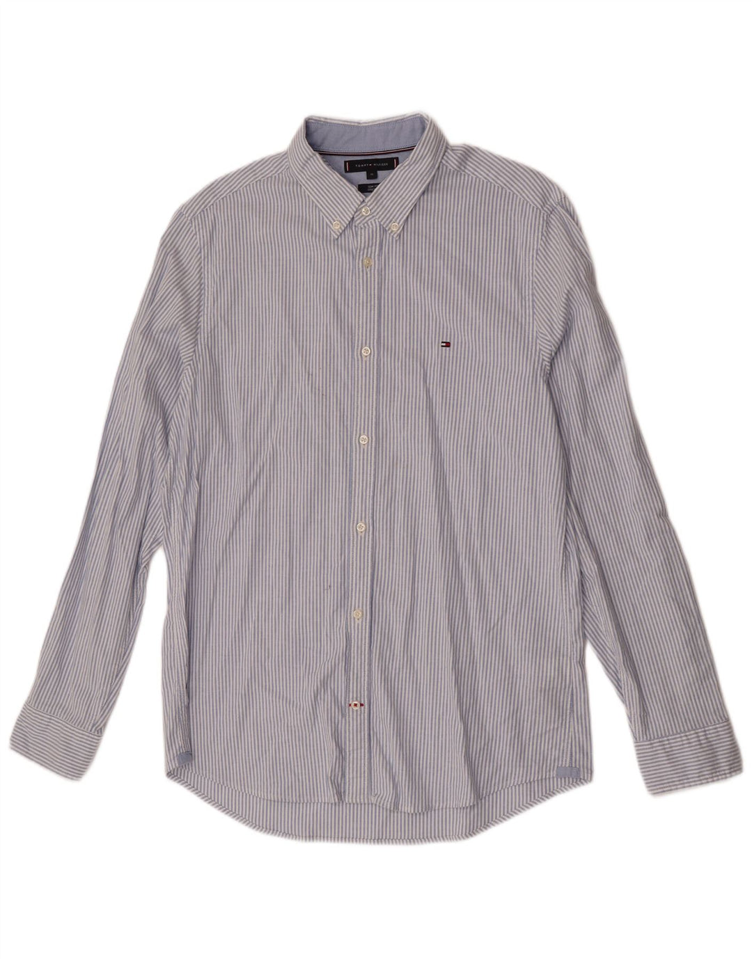 Camicia slim fit da uomo Tommy Hilfiger XL in cotone a righe blu