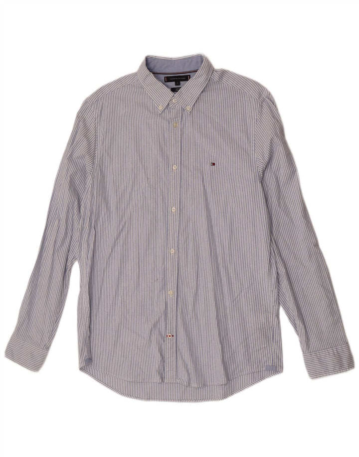 Camicia slim fit da uomo Tommy Hilfiger XL in cotone a righe blu