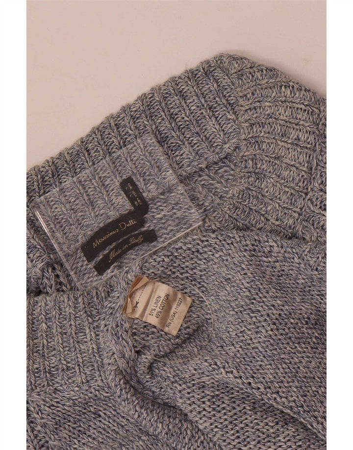 Massimo Dutti Maglione cardigan da uomo in lino chiazzato blu grande