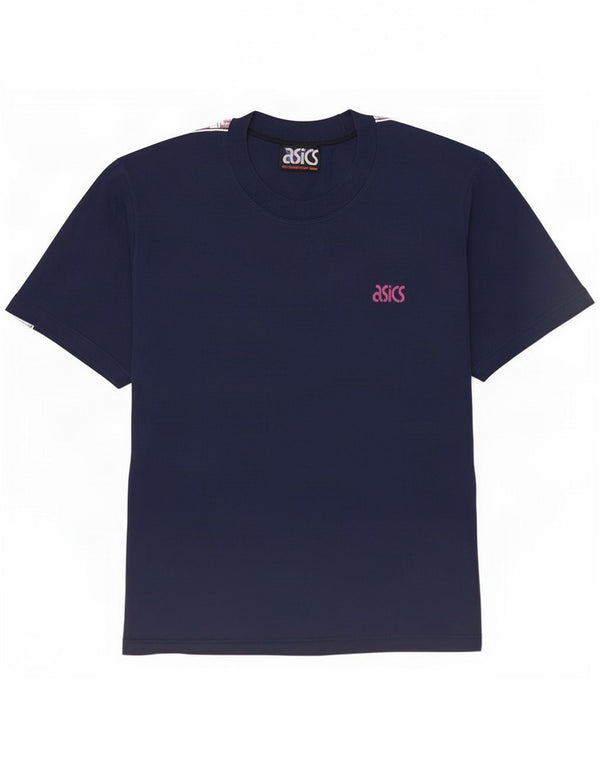 T-shirt grafica da uomo Asics, taglia grande, in cotone color block blu navy