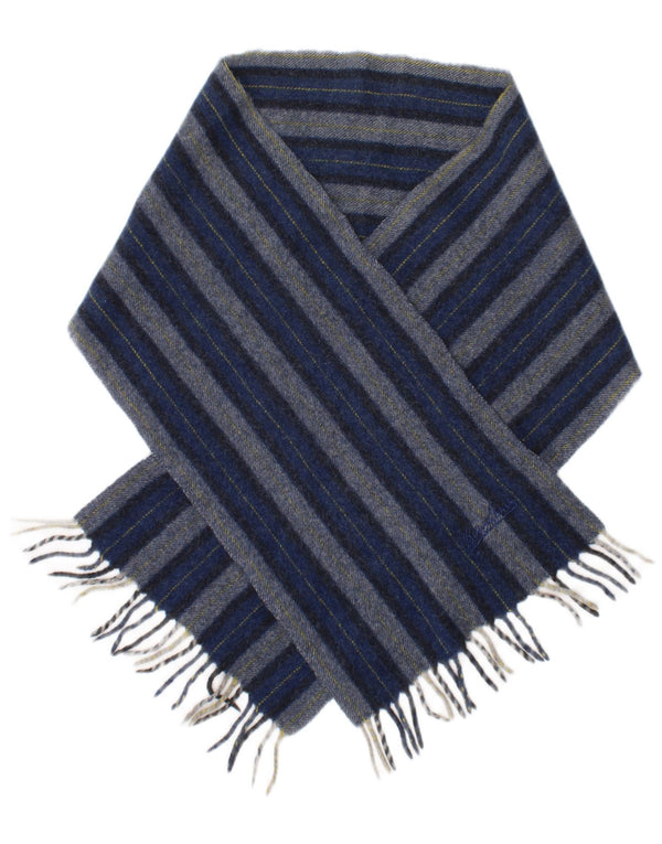 Borsalino Sciarpa rettangolare da uomo taglia unica in lana vergine a righe blu classica