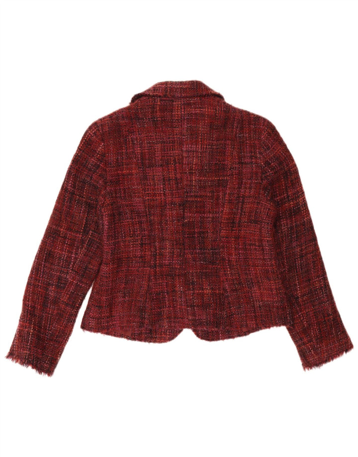 Giacca blazer a 2 bottoni da donna Marks & Spencer UK 14 bordeaux medio screziato