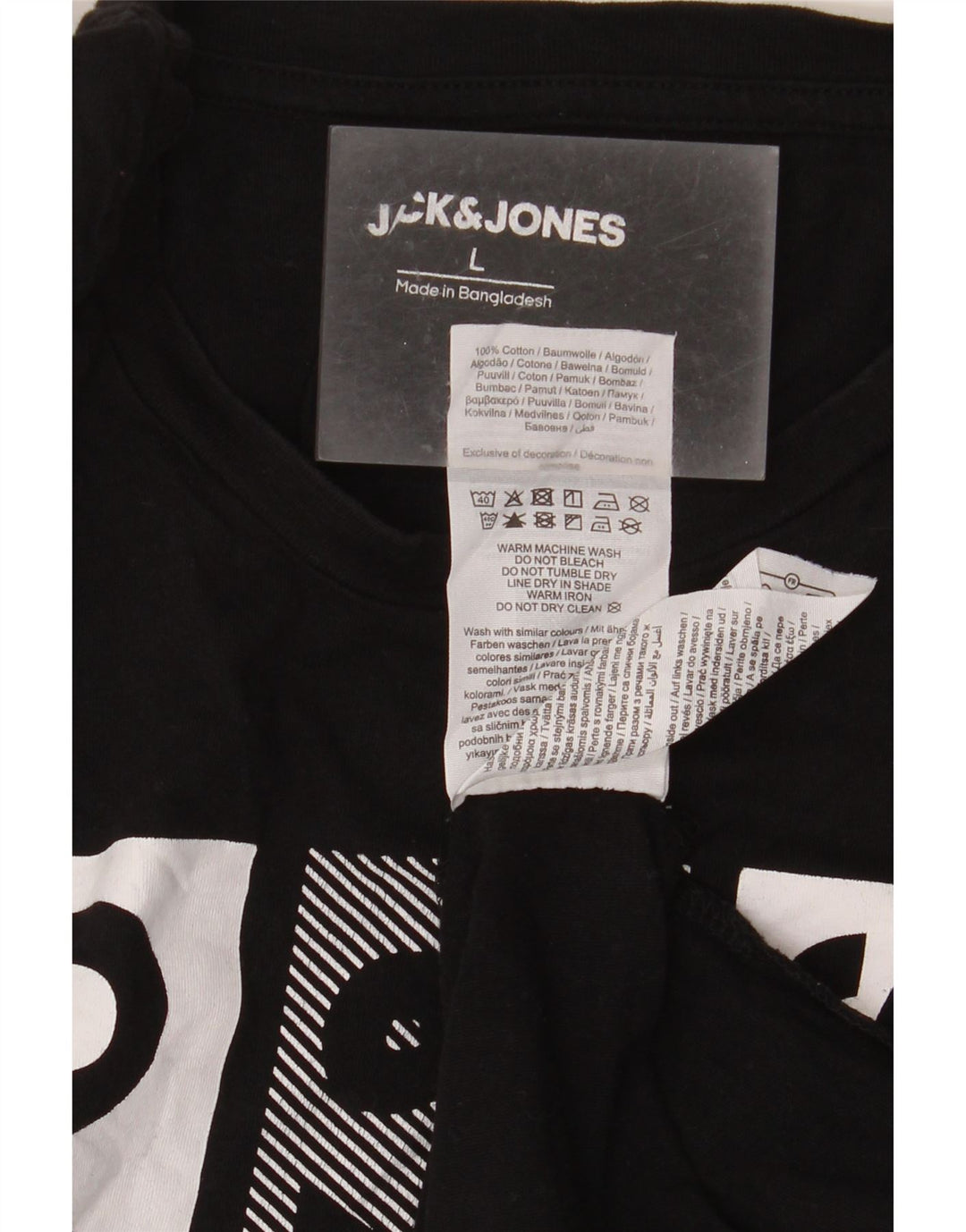 Jack & Jones T-shirt grafica da uomo grande in cotone nero