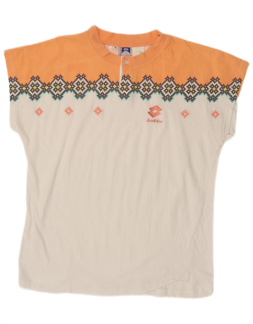 T-shirt grafica da donna LOTTO Top UK 18 XL cotone color block bianco