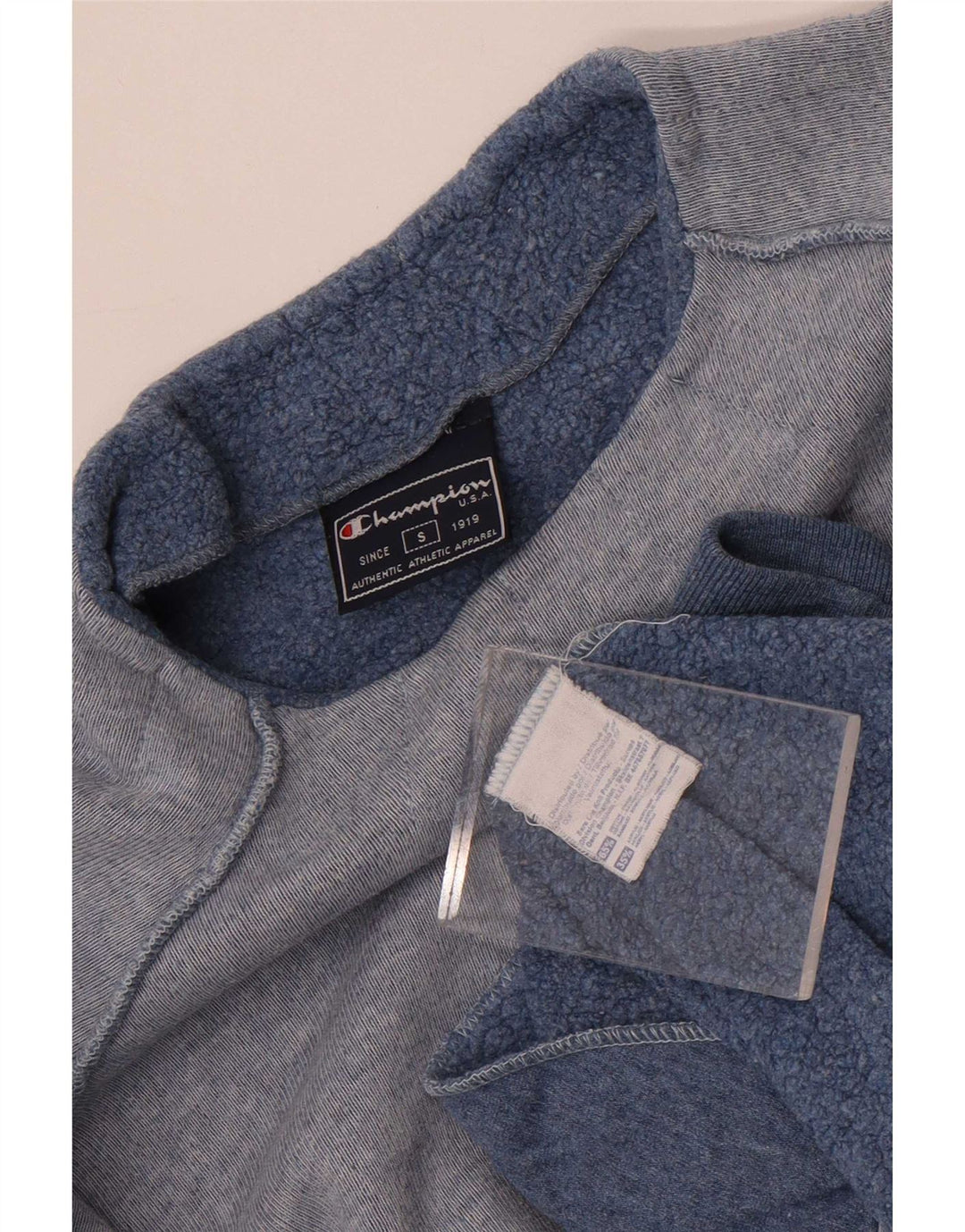 Felpa oversize da donna Champion, maglione UK 10, piccolo cotone blu