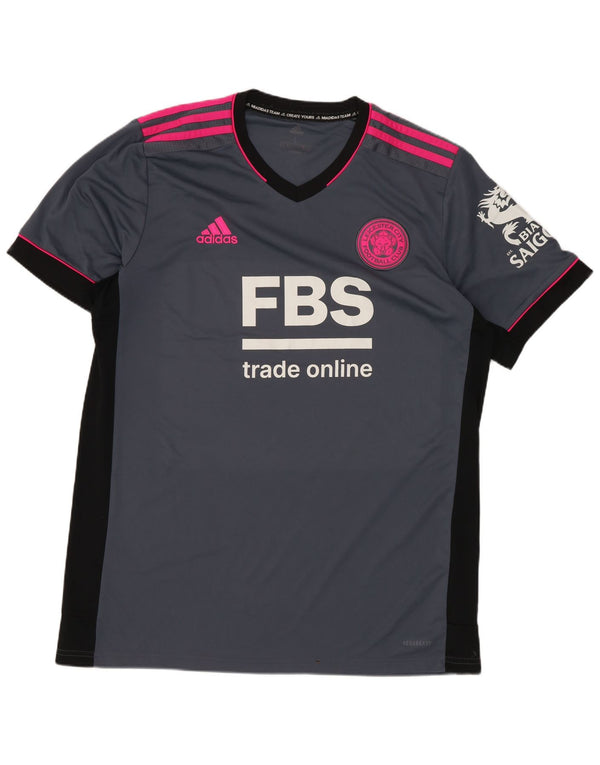T-shirt grafica Adidas da uomo Leicester City Top grande color grigio