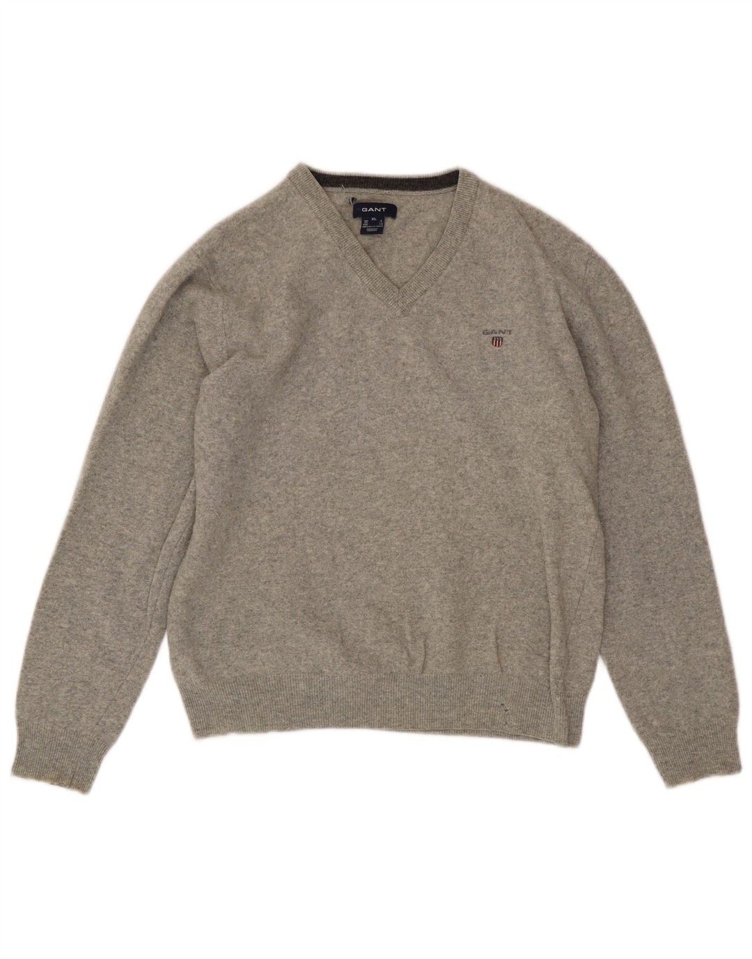 Gant maglione da donna con scollo a V UK 18 XL lana grigia