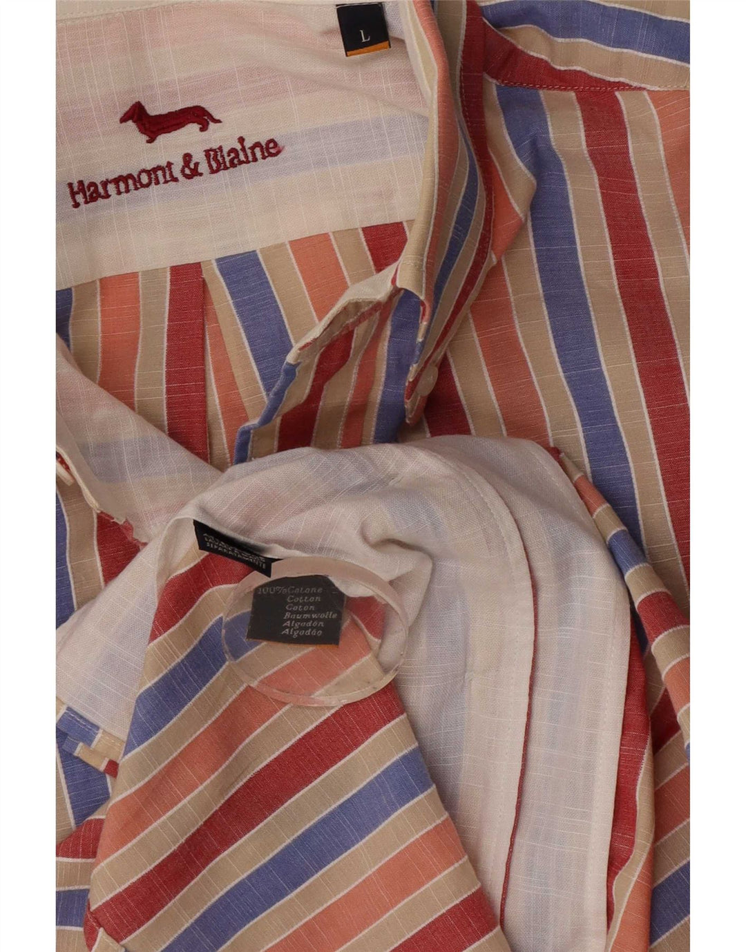 Camicia da uomo Harmont & Blaine grande in cotone a righe multicolori