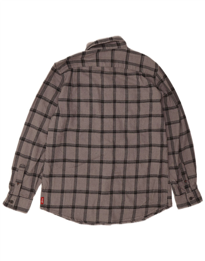 Camicia da uomo in flanella Wrangler in cotone a quadri grigio medio