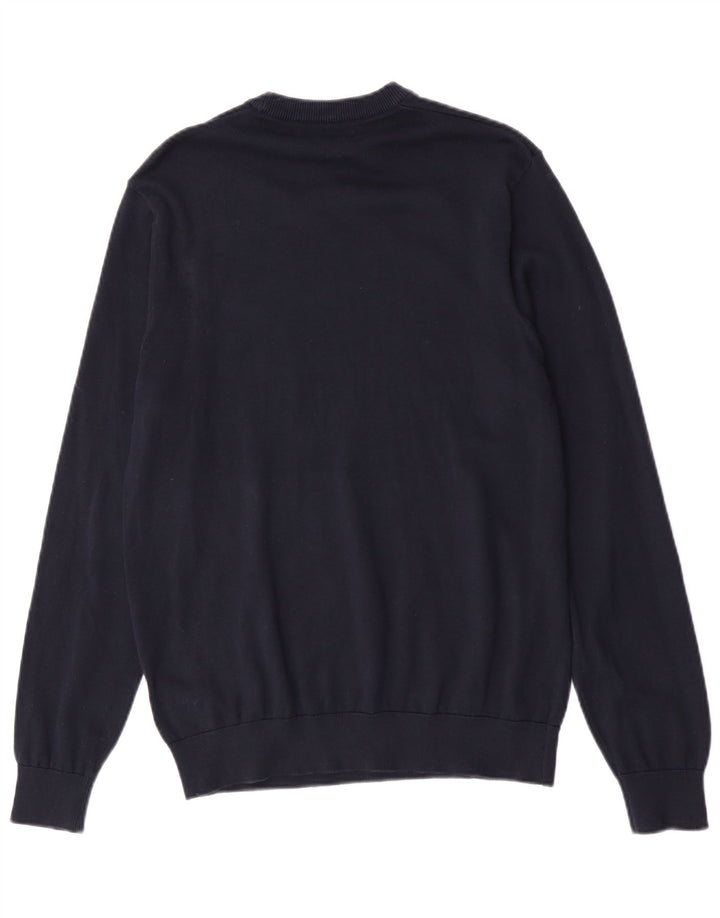 Maglione maglione girocollo da uomo Marks & Spencer medio blu navy con stampa animalier