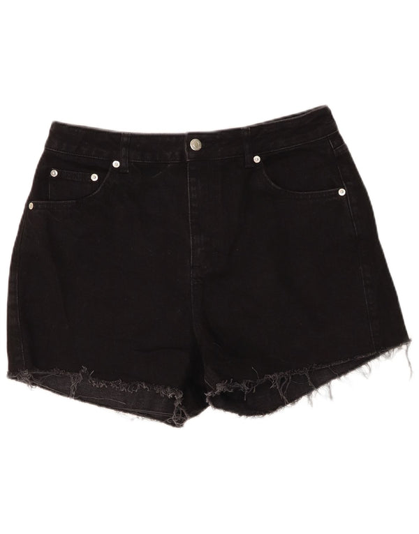 Pantaloncini di jeans da donna Topshop UK 14 Large W32 cotone nero