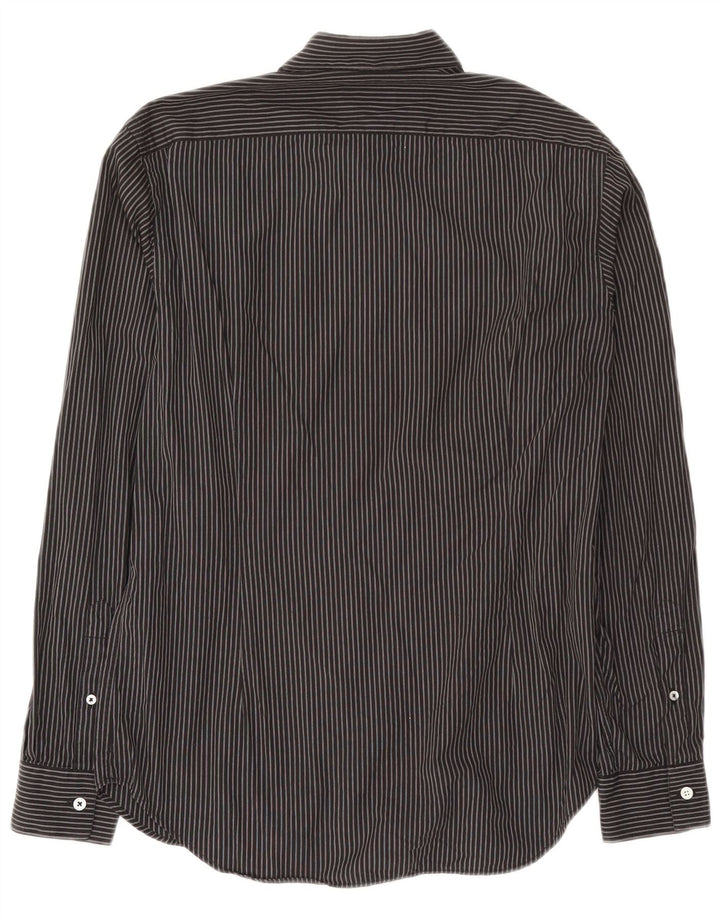 Camicia da uomo Calvin Klein in cotone gessato nero medio