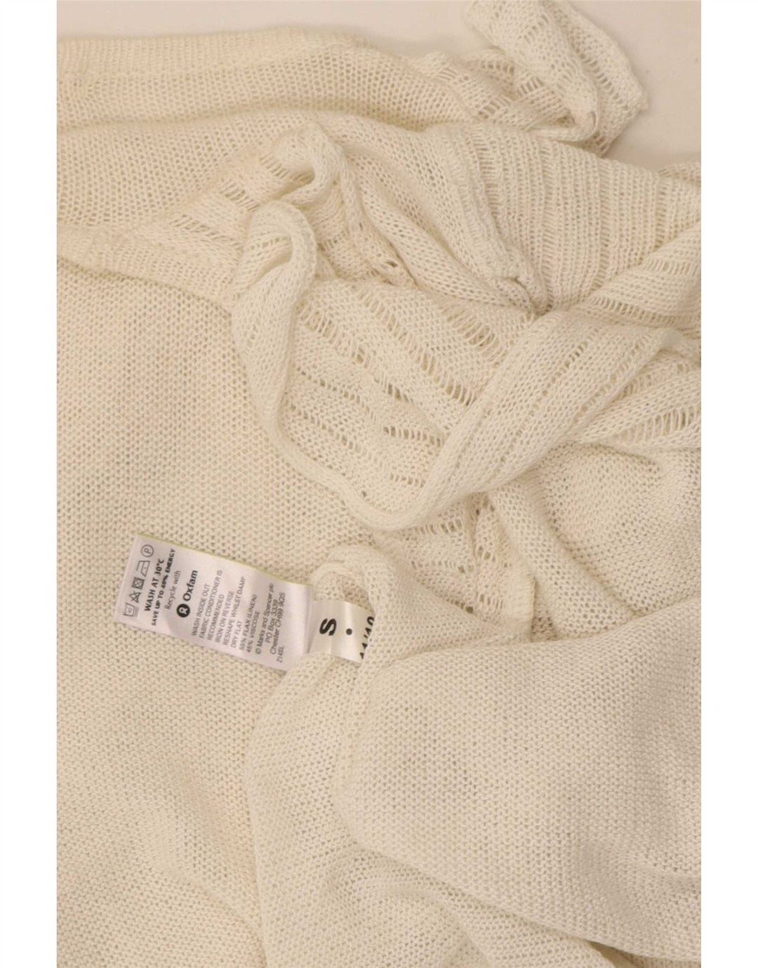 Marks & Spencer Top cardigan aperto sul davanti con volant da donna UK 16 grande bianco