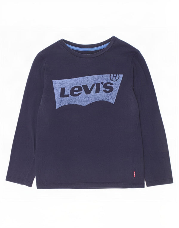 Levi's Maglietta grafica per ragazzi a maniche lunghe 9-10 anni in cotone blu navy