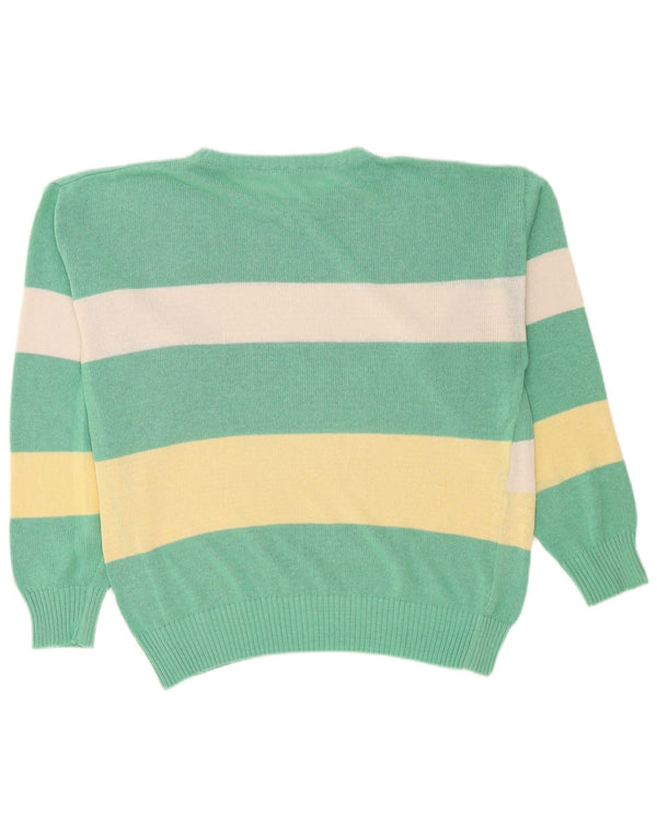 Maglione maglione girocollo da uomo vintage grande acrilico color block verde