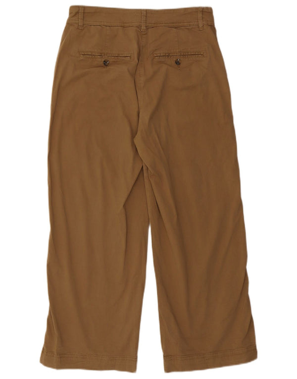 Jigsaw Womens Wide Leg Cropped Trousers UK 10 Small W27 L24 Brown Cotton