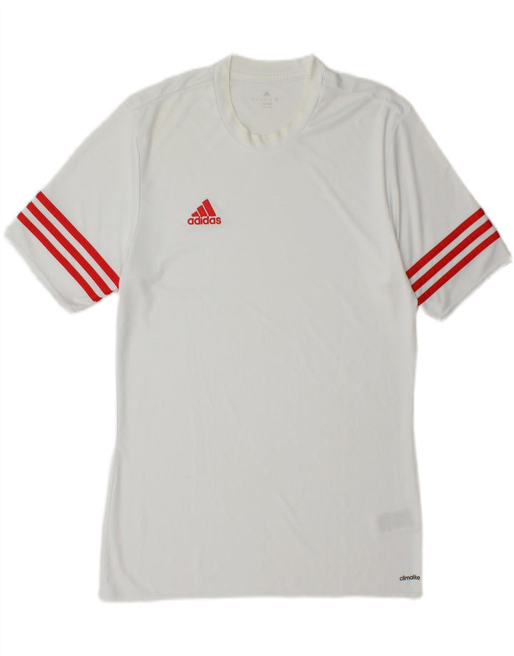 T-shirt Adidas Climalite da uomo Top in poliestere bianco medio
