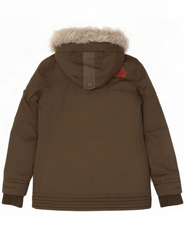 Giacca parka da donna con cappuccio Superdry UK 8 Small Green Poliestere Army