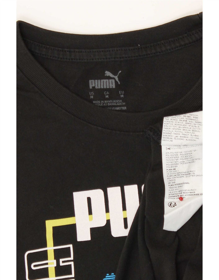 T-shirt grafica da donna Puma UK 14 Medium Black Cotton
