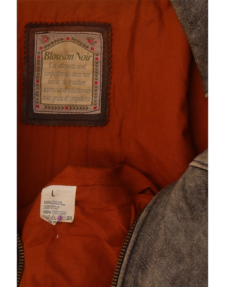 Giacca in pelle vintage da uomo UK 40 grande in pelle grigia