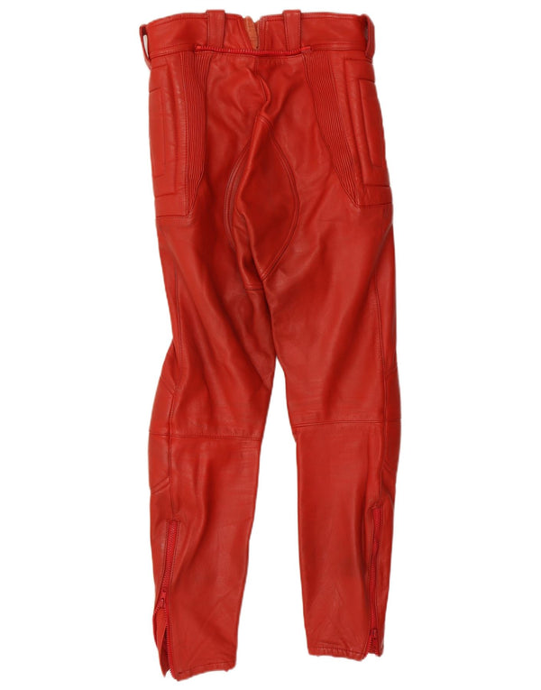 Pantaloni in pelle Moto Racer da uomo vintage IT 48 Medio W30 L29 Pelle rossa