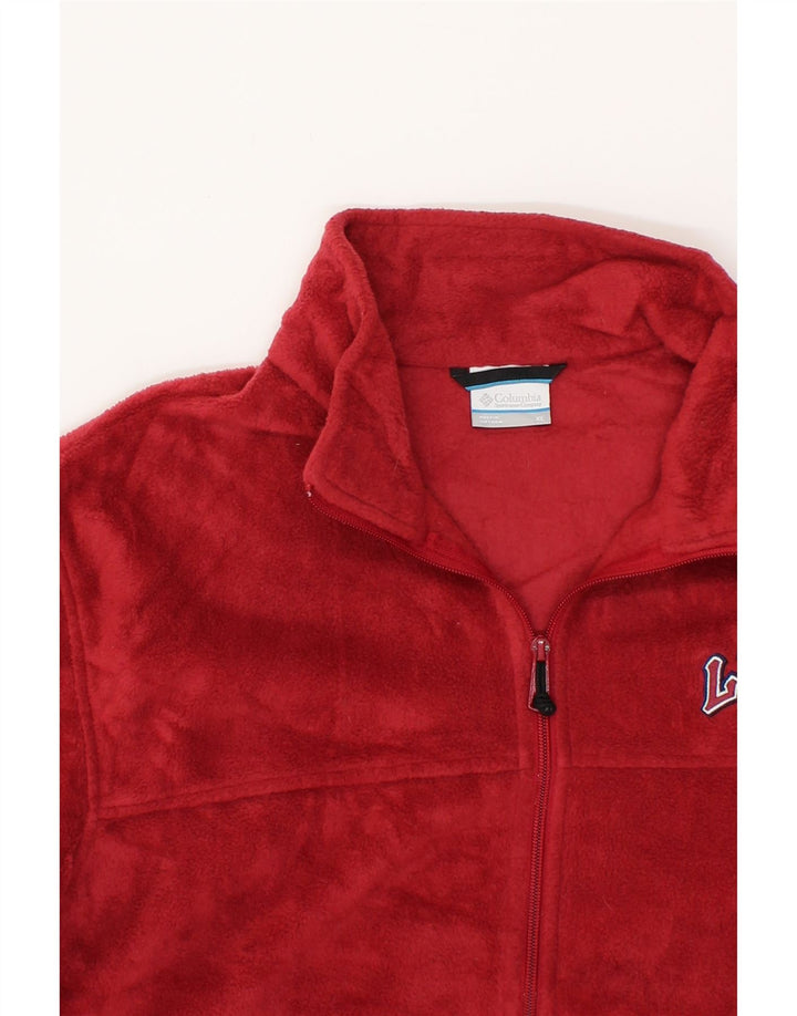 COLUMBIA Mens Graphic Fleece Jacket UK 42 XL Red Polyester Vintage Columbia and Second-Hand Columbia from Messina Hembry 