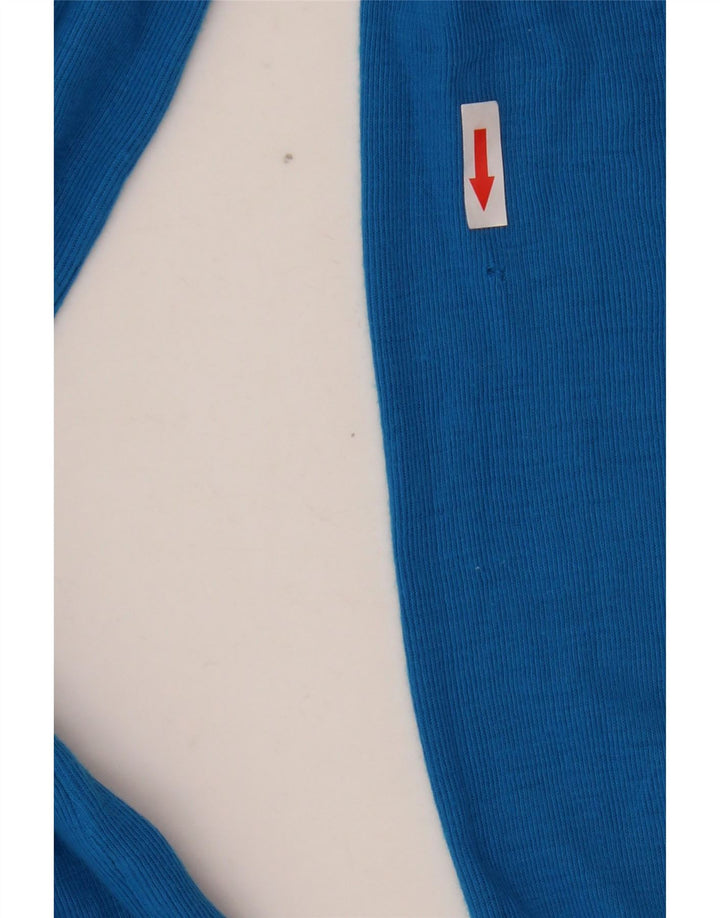 Polo da rugby grafica vintage da uomo a maniche lunghe blu medio