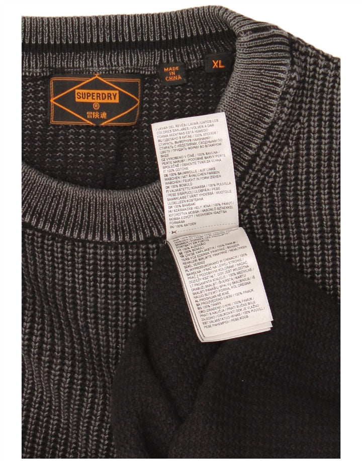 Maglione maglione girocollo da uomo Superdry XL in cotone grigio