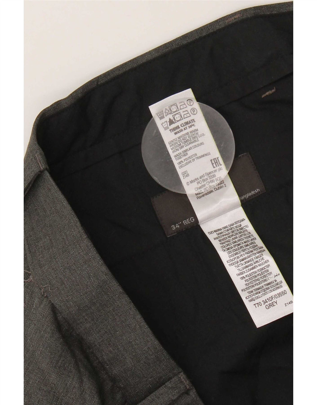Pantaloni da abito dritti da donna Marks & Spencer W34 L31 poliestere grigio