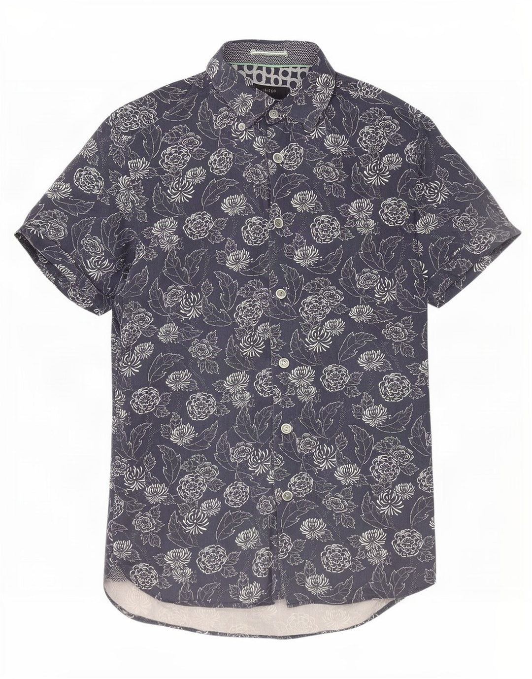 Ted Baker Camicia a maniche corte da uomo taglia 2 piccola in cotone floreale blu navy