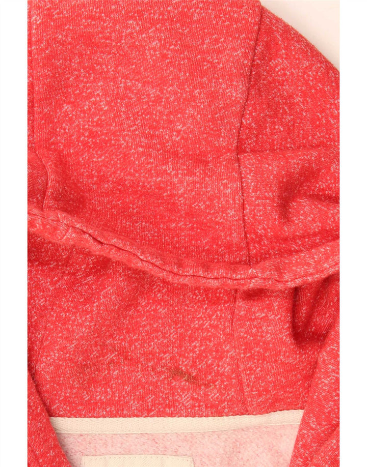 Maglione con cappuccio e zip da uomo con cappuccio in cotone medio rosso screziato