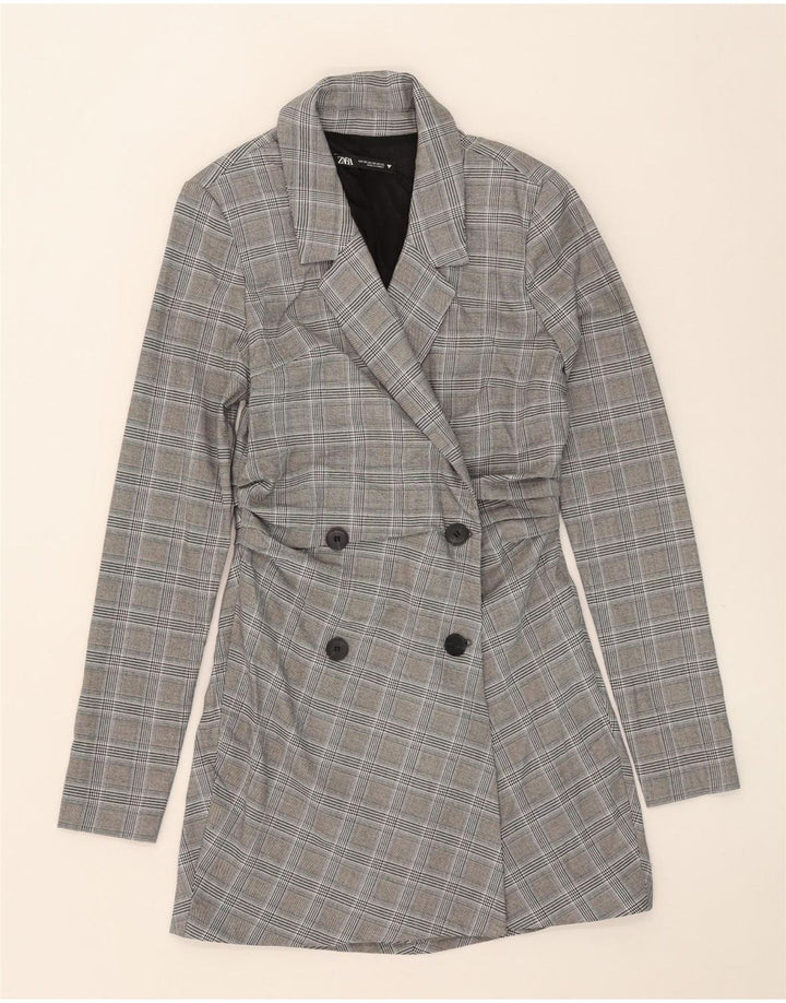 Cappotto Doppio Petto Da Donna ZARA UK 6 XS Pied De Poule Grigio