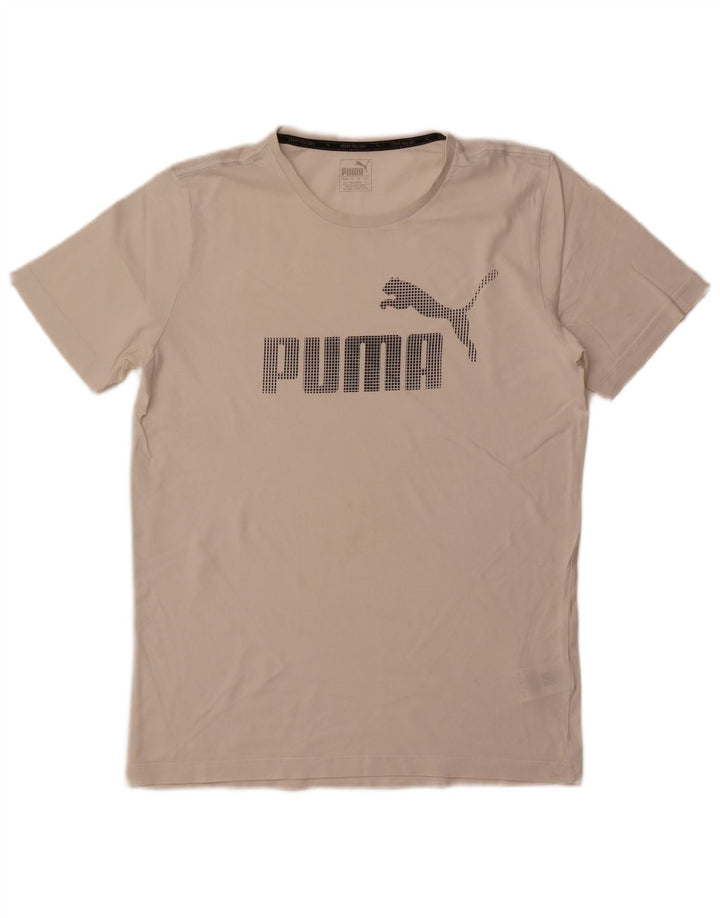 T-shirt grafica da uomo Puma Top in cotone bianco medio