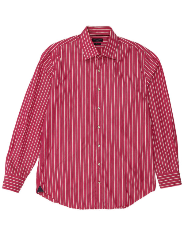 Camicia aderente da uomo Tommy Hilfiger taglia 42 16 1/2 grande cotone a righe rosa