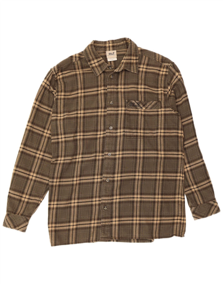 Camicia da uomo in flanella Jack Wolfskin XL in cotone a quadri verdi