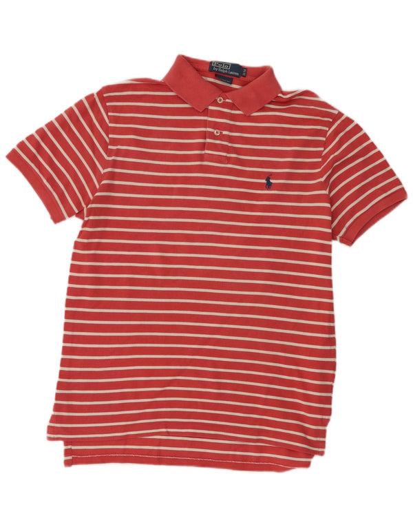Polo Ralph Lauren Mens Custom Fit Polo Shirt Medium Pink Striped Cotton