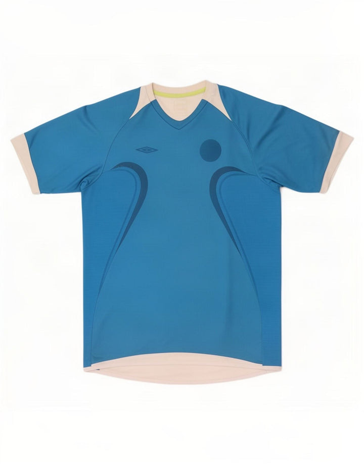 Umbro Mens T-Shirt Top Medium Blue Colourblock Polyester