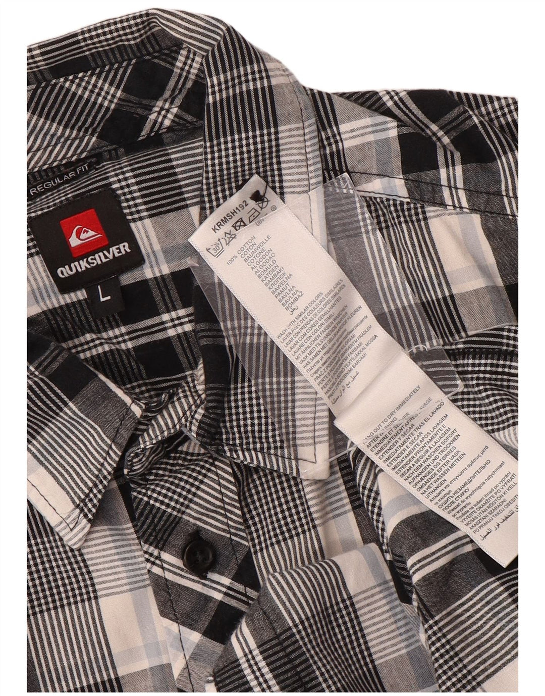 Camicia a maniche corte da uomo Quiksilver, cotone a quadri neri grandi