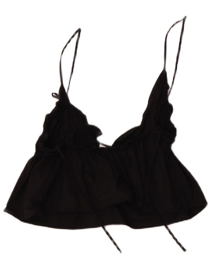 Canottiera corta vintage da donna UK 4 XS nera