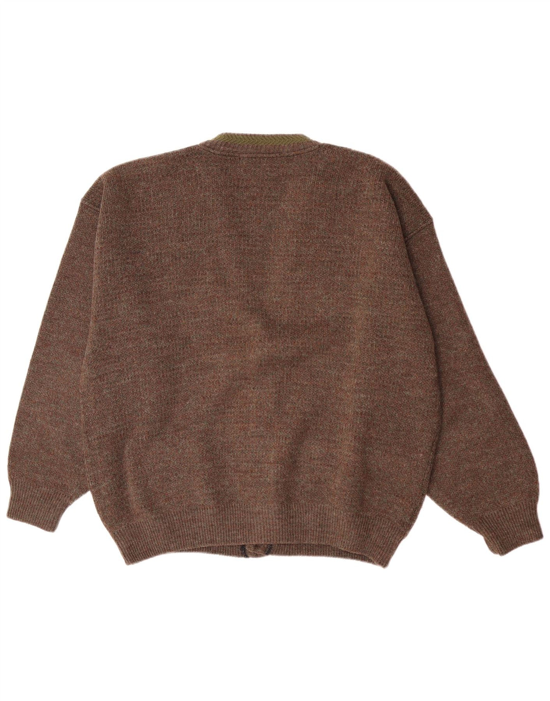 Maglione cardigan da uomo vintage grande marrone screziato