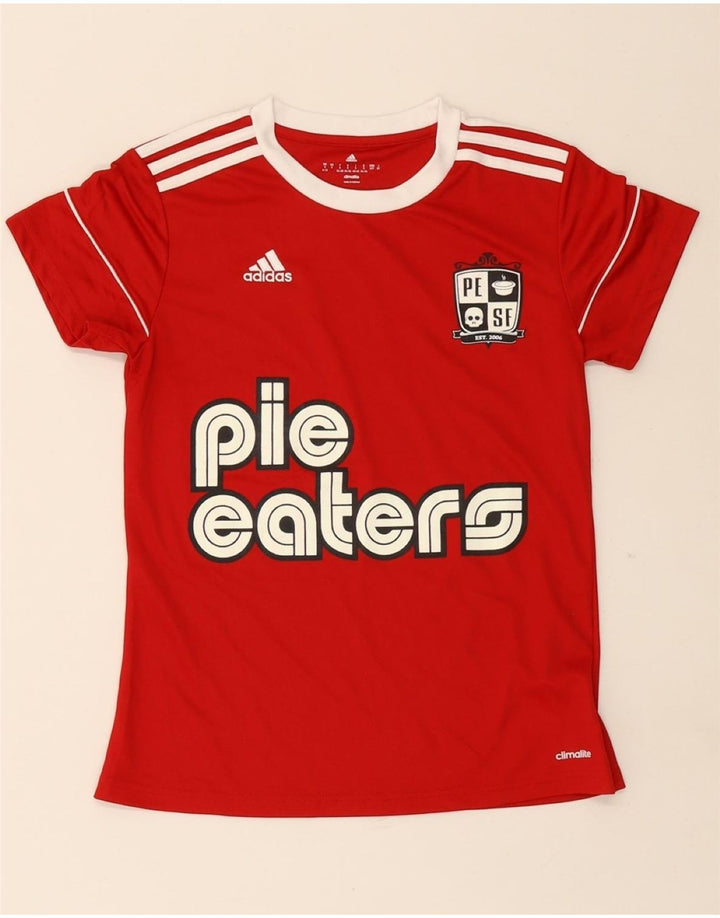 T-shirt grafica ADIDAS Pie Eaters 2006 da donna UK 8/10 piccola rossa