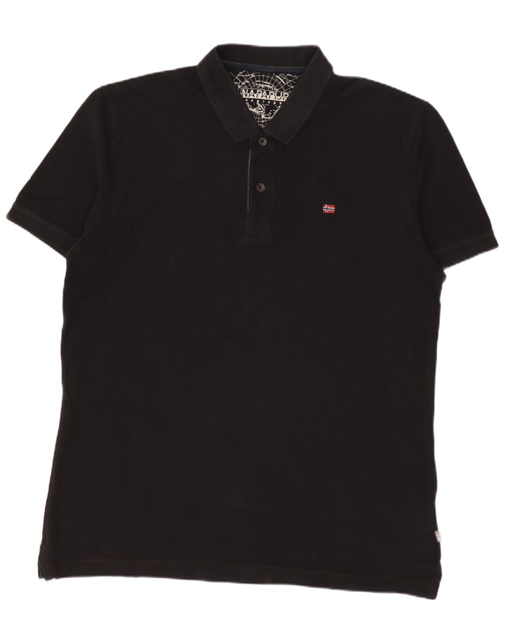 Polo da uomo Napapijri grande in cotone nero