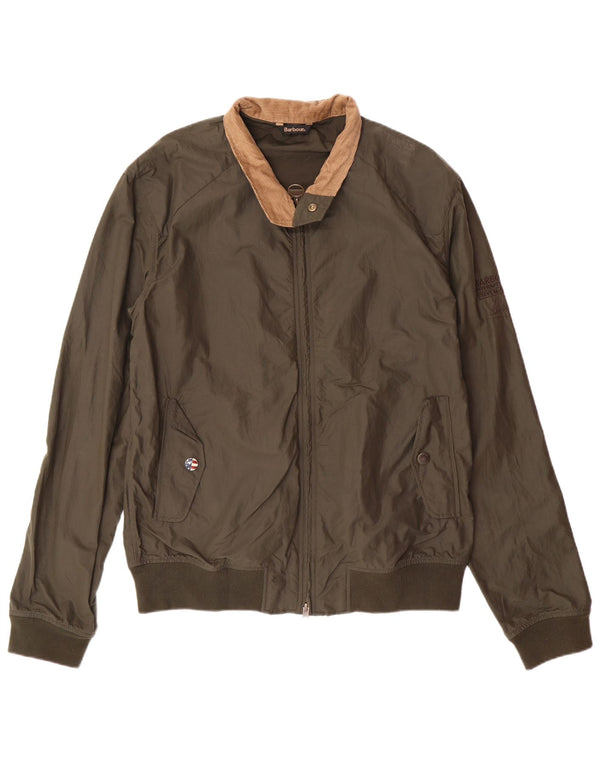BARBOUR Giubbotto bomber da uomo UK 40 Large Khaki Poliammide