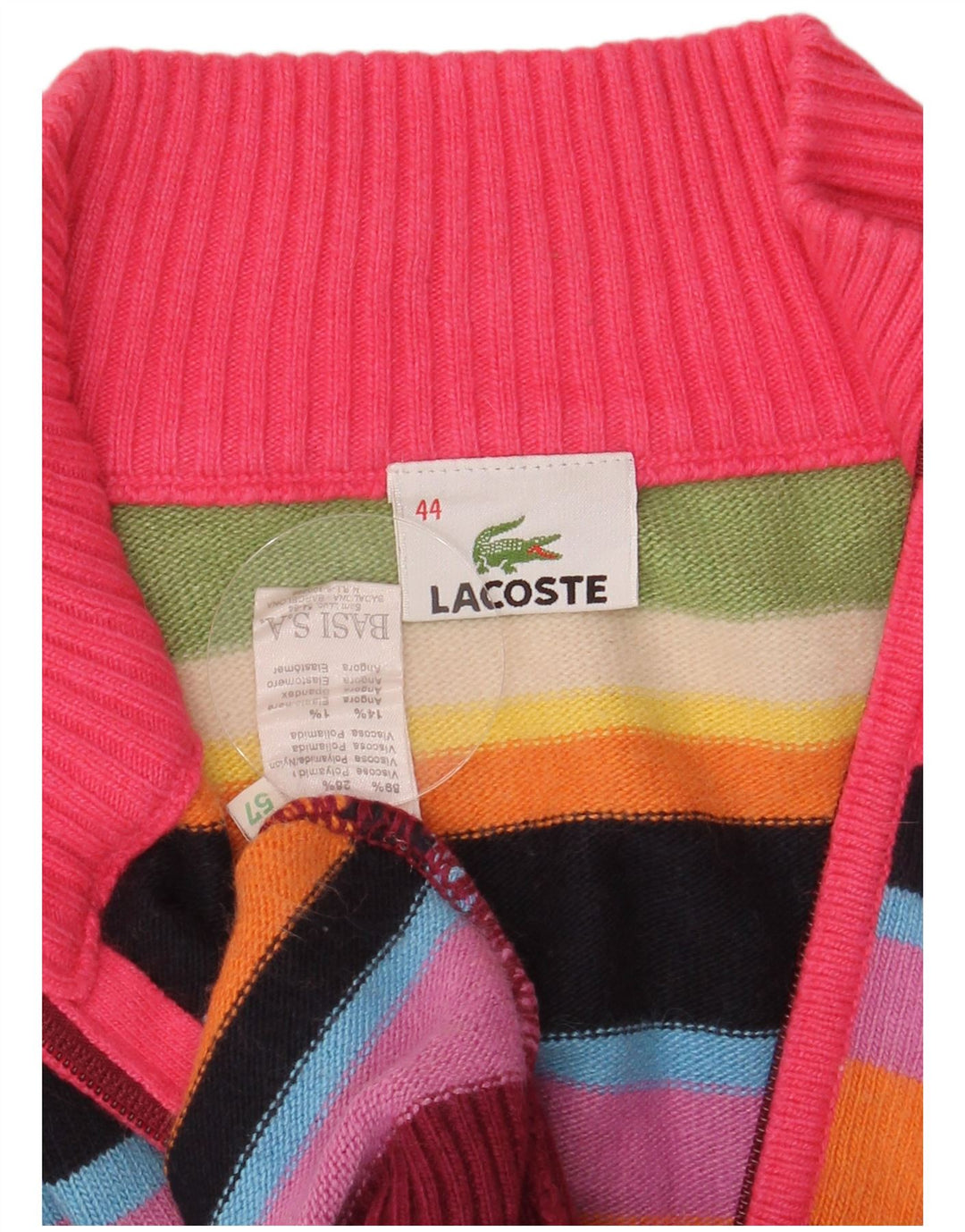 Maglione cardigan da donna Lacoste taglia 44 grande a righe multicolore